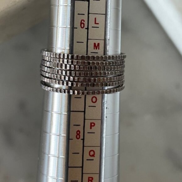 Silver Hammered Stacked 7 Banded Joined Ring Size 6.5 - Picture 11 of 14